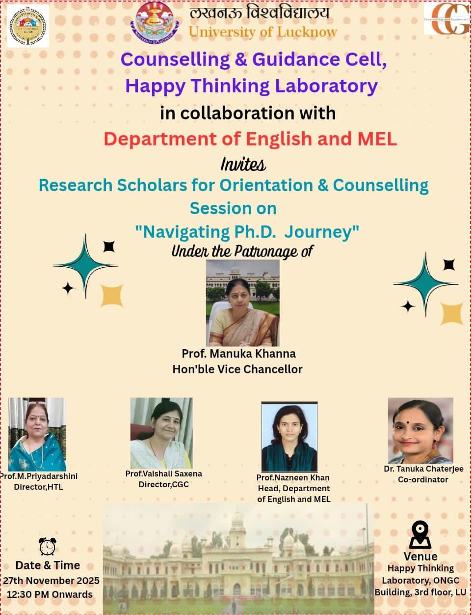 Orientation and counselling session for research scholars on "Navigating PhD Journey"