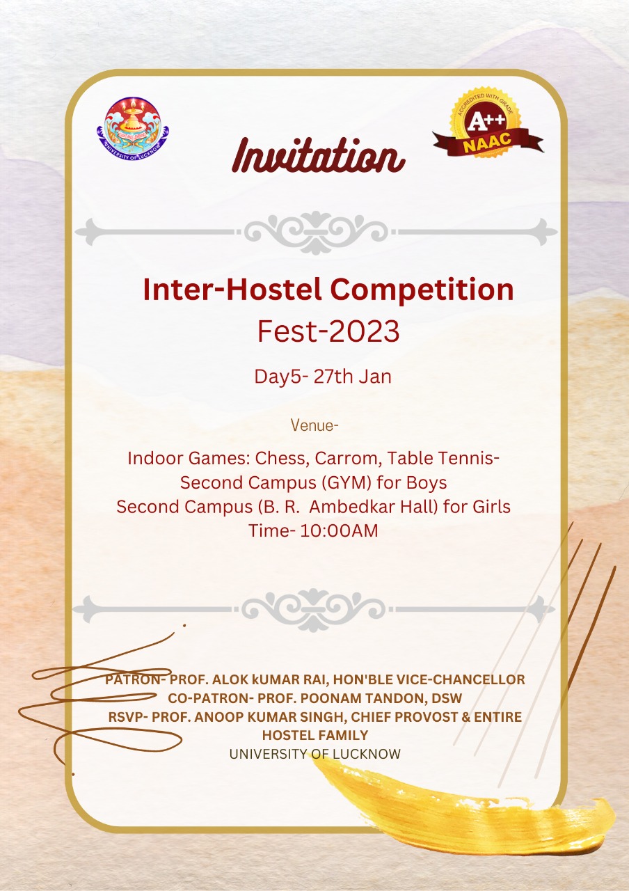 Inter Hostel Competition Fest - 2023 for Girls and Boys Events on January 27, 2023