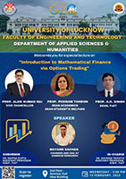 Welcomes you for a special lecture on "Introduction to Mathematical Finance via Options Trading"
