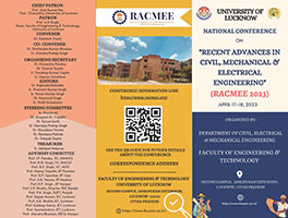 NATIONAL CONFERENCE ON "RECENT ADVANCES IN CIVIL, MECHANICAL & ELECTRICAL ENGINEERING" (RACMEE 2023) APRIL 17-18, 2023