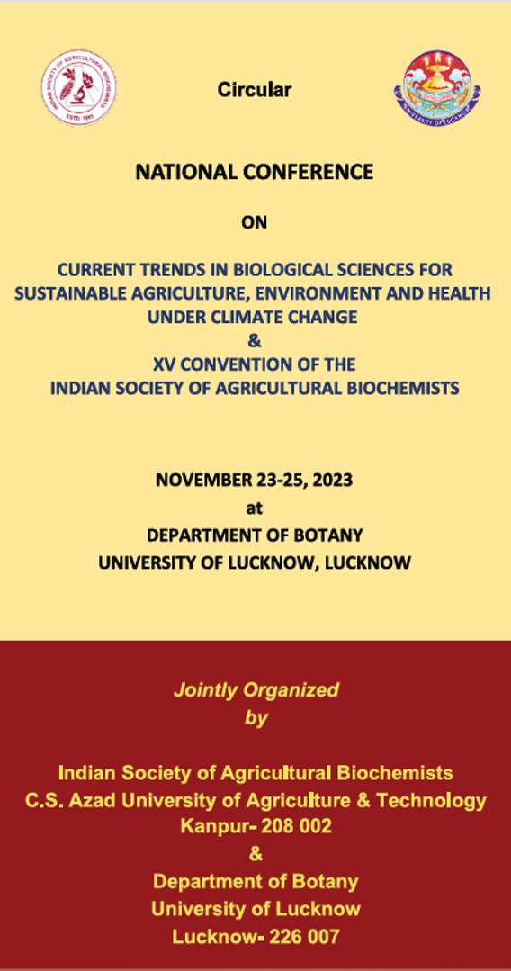 NATIONAL CONFERENCE on CURRENT TRENDS IN BIOLOGICAL SCIENCES FOR SUSTAINABLE AGRICULTURE, ENVIRONMENT AND HEALTH