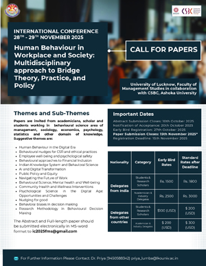 Human Behaviour in Workplace and Society: Multidisciplinary approach to Bridge
Theory, Practice, and Policy